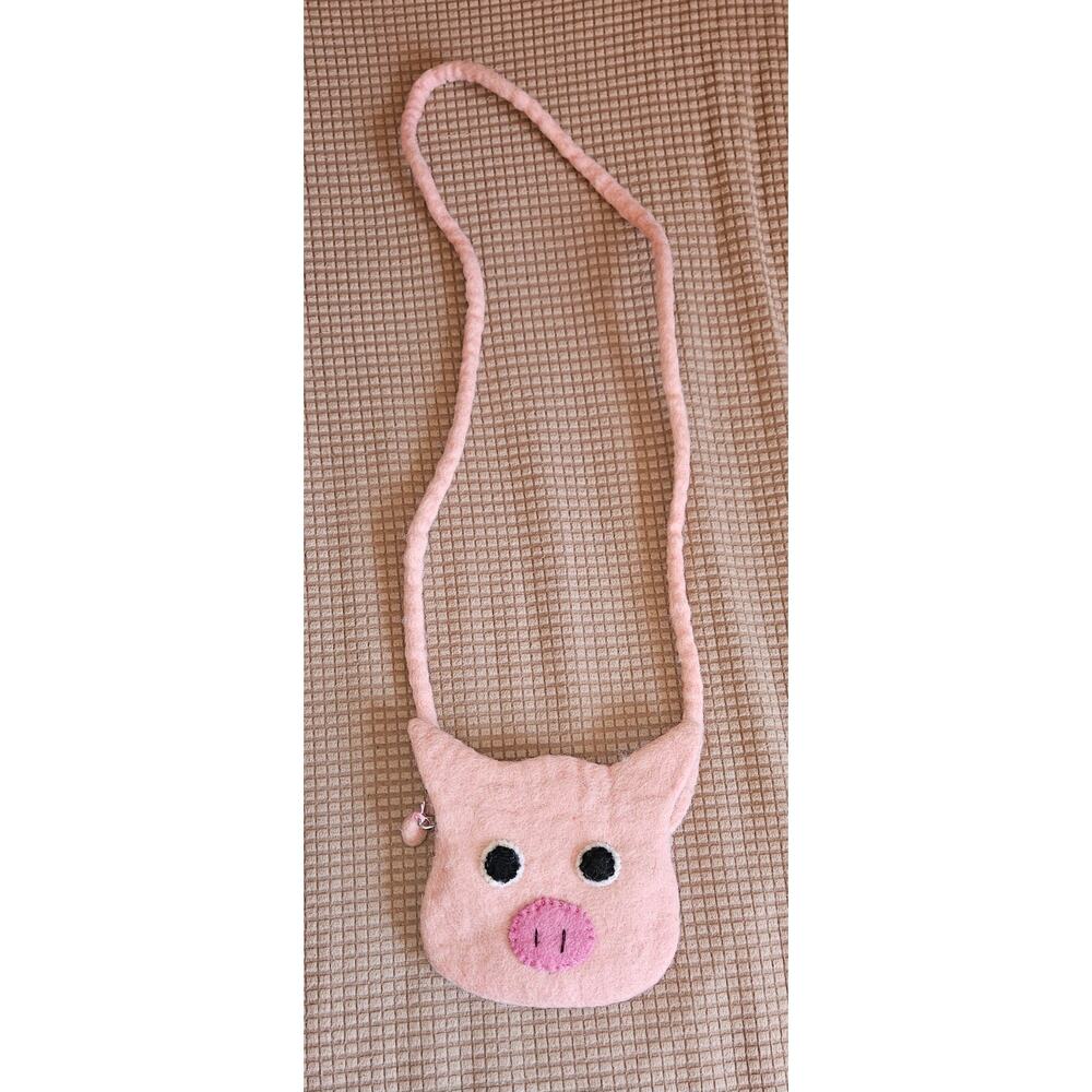 BNB Kid's Pig Face 5" Cross-Body Bag made of Nepali Wool cottagecore